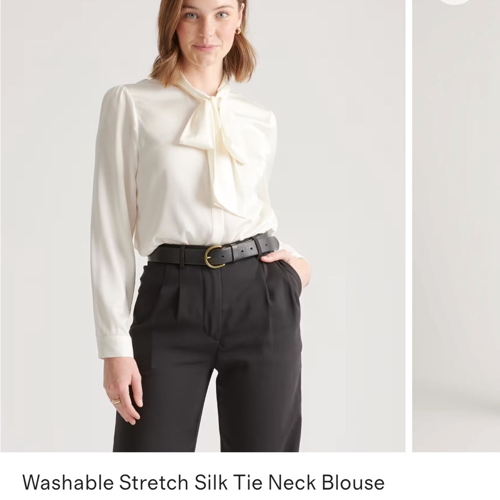 Elegant Cream Tie-Neck silk Dress Shirt NWOT NEVER WORN